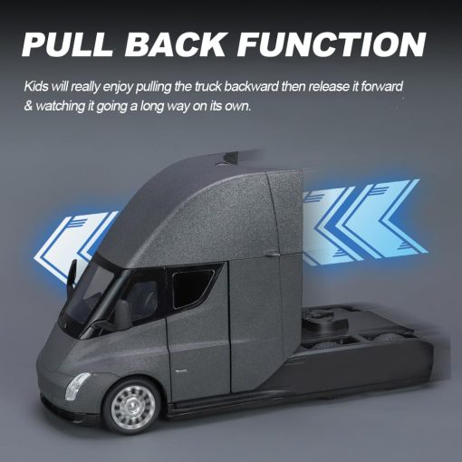 Camion de Juguete Modelo EROCK para Ninos, Camion Remolque de Metal Die-cast para Ninos/Jovenes con Luz/Sonido/Funcion de Retorno, Juguetes de Camiones para Ninos o Adultos Regalo (1:24 Camion Semi Gris) - Imagen 5
