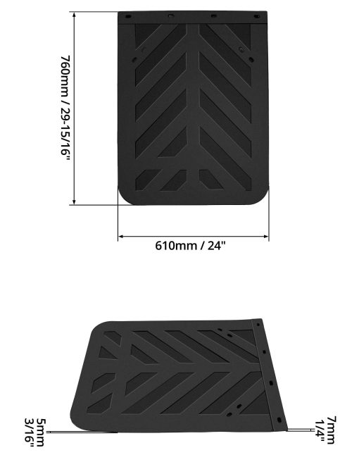 Juego de 2 Guardabarros de Goma Negros para Camion Semi y Remolque, 30" x 23.5" Pesados para Proteccion contra Salpicaduras de Pro Mud Flaps Fenders, Universal para 2 Piezas - Imagen 6