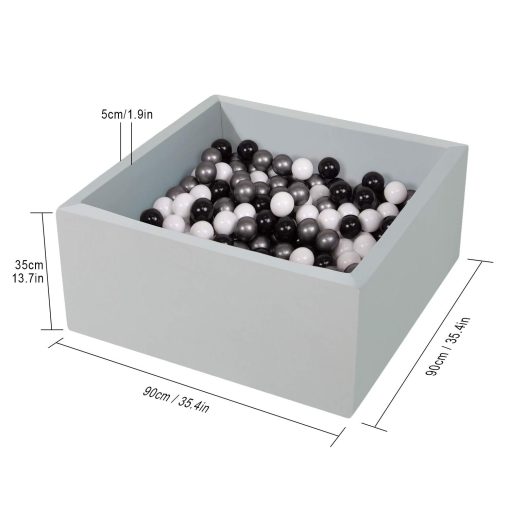 TRENDBOX Ball Pit para Ninos de Espuma de Memoria Cuadrado - Gris - Imagen 2