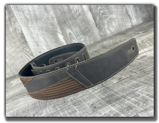 Correa de guitarra de cuero de grano completo Anthology Gear Haleakala para guitarras electricas, acusticas y bajos (ancho de 3", Aged Steel/Tobacco) - Imagen 5