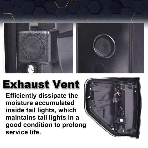 PIT66 Luz Trasera LED Luces de Freno y Estacionamiento Compatible con Ford F150 2009-2014 BL3Z13405B, BL3Z13404B, BL3Z13405AA, BL3Z13404AA Lente Ahumado (con barra de luz blanca y arnes de cableado) - Imagen 8