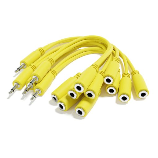 ExcelValley - Paquete de 5 - Cable Divisor Mono en Y - TS 3.5mm 1/8" Eurorack Sintetizador [Amarillo]