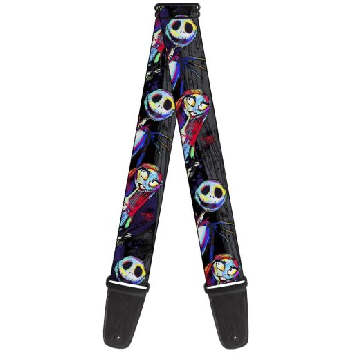 Correa de guitarra Buckle-Down - Pesadilla Antes de Navidad Jack & Sally Pose Electric Glow - 2" de ancho - Longitud de 29-54"
