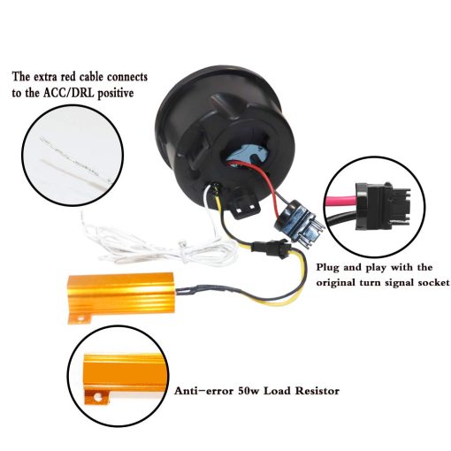 Adiil Luz de senal de giro LED Lente Ahumada ambar/Blanco Flasher con Luces de Circulacion Diurna y Luces de senal de Giro de Estacionamiento para Jeep Wrangler JK y Wrangler Unlimited JKU 2007-2018 - Imagen 4