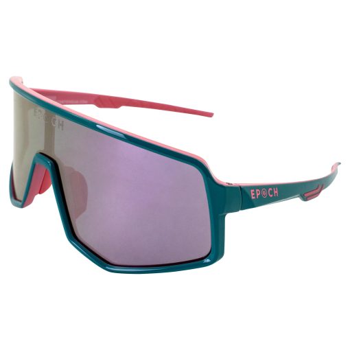 Gafas de Sol Deportivas para Motocicletas Epoch Eyewear L2 Envoltura de Lentes unica Marco de Teal/Rosa con Lentes de Espejo Rosa