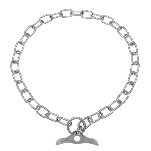 Collar de adiestramiento profesional para perros Herm Sprenger de acero cromado para ahorro de pelaje con eslabones medianos y cierre de palanca, para perros pequenos, medianos y grandes, cadena de correccion deslizable fabricada en Alemania (26 pulgadas (65 cm))