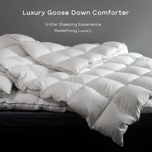 Edredon de lujo de fibra de plumon HYVIF tamaño extragrande para cama King - Relleno de 800 Fill Power para todas las estaciones - Ligero y esponjoso - King extragrande 98" x 120" - Imagen 2