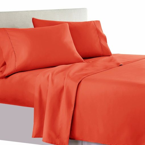 Conjunto de sabanas ajustables Solid Coral Top-Split-King de Royal Hotel Bedding: Juego de sabanas para cama king ajustable, 4 piezas, 100% algodon, 300 hilos, sabana lisa, bolsillo profundo