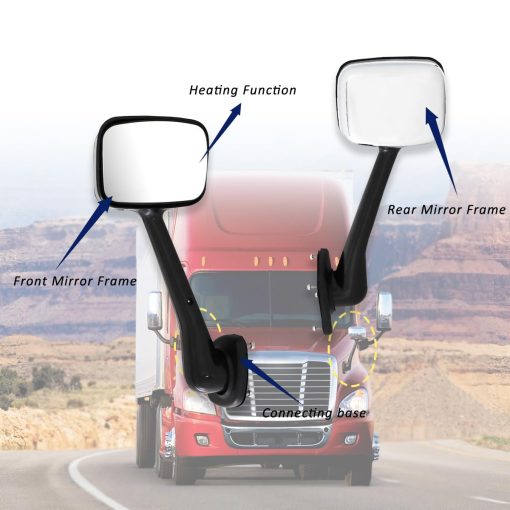 Espejos para capo Compatible con Freightliner Cascadia 2008-2017 (Cromo (Plata), Izquierdo) - Imagen 2