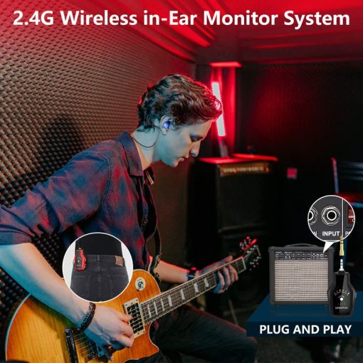 Sistema de auriculares inalambricos KIMAFUN para monitor in-ear para actuaciones en el escenario y amplificador de guitarra (1TX+2RX) - Imagen 2
