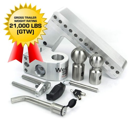 Enganche de Remolque Ajustable Weigh Safe - Enganche de 10" para Receptor de 3" con Juego de 2 Candados Igualados, Enganche de Remolque de Aluminio Premium con Bascula Incorporada para Anti Balanceo, 21,000 lbs GTW - Imagen 2