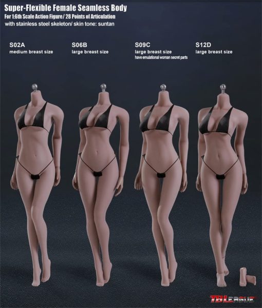 Cuerpo femenino flexible super escalable en escala 1/6 de HiPlay TBLeague, tipo de cuerpo estandar, figuras de accion coleccionables en miniatura (Piel bronceada, S06B) - Imagen 3