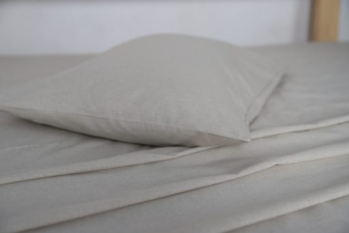 Juego de sabanas y fundas de almohada de lino europeo WHOLEWOOLS - Juego de sabanas de lino natural ? 4 piezas ultra suaves, transpirables (2 protectores de almohada, sabana ajustable y sabana) (Full, bisque) - Imagen 6