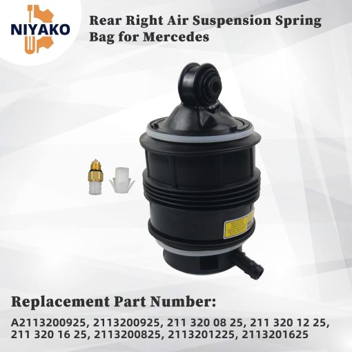 Bolsa de resorte de suspension de aire trasera derecha de reemplazo Niyako # 2113200825 2113200925 2113201625 para Mercedes Benz W211 E320 E350 E500 E550 E55 AMG E63AMG W219 2003-2011 - Imagen 3