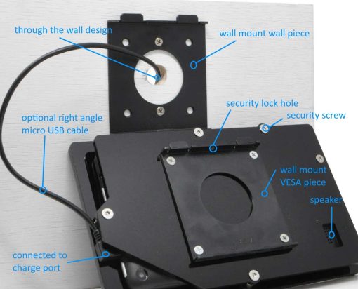 Estuche de Seguridad Anti-Robo de Acrilico VESA para Amazon Fire 7" 2015/2017/2019 con Kit de Montaje en Pared (Negro) - Imagen 2
