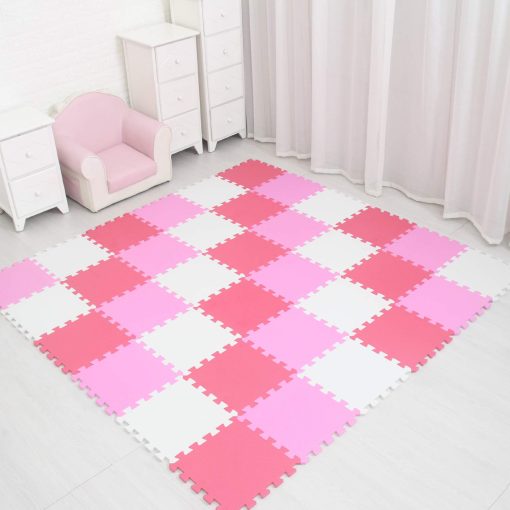 MQIAOHAM Tapetes Protectores para Interiores/Exteriores - Tapetes de Piso Reversibles Entrelazados Adecuados para Gimnasio, area de Juegos, Ejercicio, Yoga Blanco Rosa 101103109 - Imagen 2