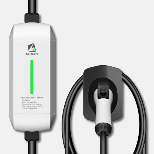 Cargador para vehiculos electricos portatil de nivel 1-2, 20 Amperios 110-240V con cable de 25 pies, enchufe NEMA 6-20 y adaptador de enchufe NEMA 5-15, Estacion de carga para el hogar
