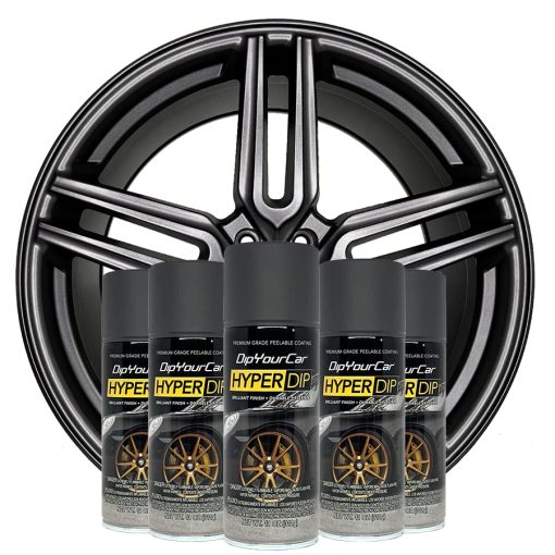 Kit de Pintura para Ruedas DipYourCar HyperDip, Set DIY de Pintura para Llantas, Capa de Inmersion para Automoviles Aromatizables, Proteccion Pelable para Rines de Coche, Pintura para Rines, Pintura de Saten Metalica en Aerosol - (Gris Antracita)