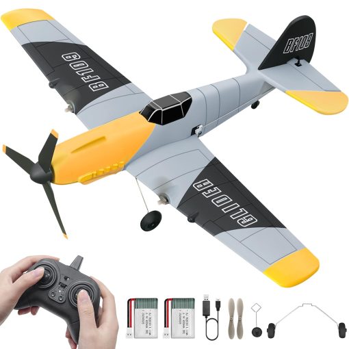 Avion RC de 3 canales HAWK'S WORK BF-109, Avion de control remoto listo para volar, 2.4GHz 6 ejes Gyro Estabilizador, Facil de volar para ninos y principiantes