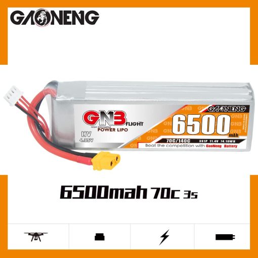 Bateria de LiPo GAONENG GNB 3S 6500mAh 11.4V 70C 140C con conector XT60 para Modelos de Hobby RC Escala 1/10 1/8 1/7 RC Coche Drone Bote - Imagen 4