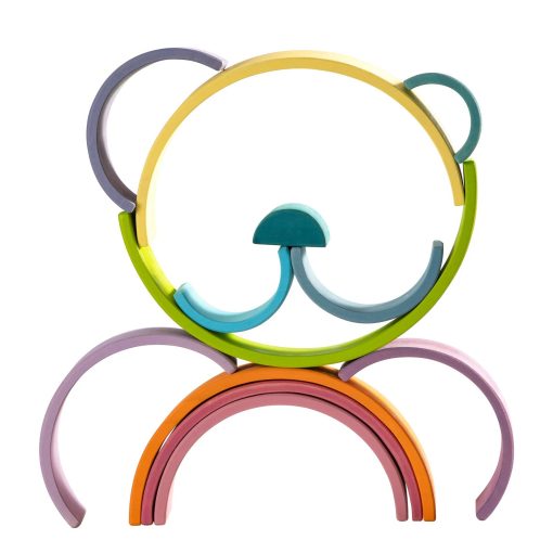 MERRYHEART Juguete de Arco Iris de Madera Apilable, 12 Piezas de Arco Iris de Madera, Juguete de Apilamiento de Arco Iris Extra Grande, Bloques de Construccion de Rompecabezas de Anidacion Juguetes Educativos para Ninos Pequenos - Imagen 4