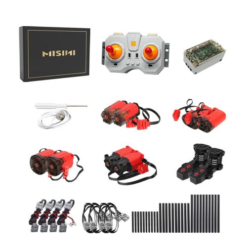 Conjunto de 50 Piezas de Power Functions UOOK MISINI, Incluye Motores XL/L/M/Servo, Control Remoto de Velocidad Ajustable, Caja de Bateria de 6 Canales, Motor de Coche de ladrillos MOC, Compatible con Lego (10-dj-1)