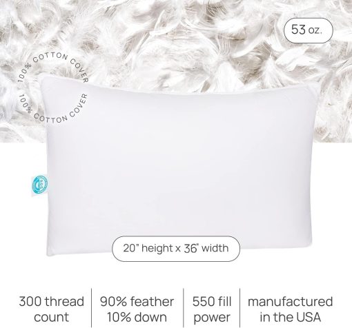 Almohada Firme de Plumon de Ganso King Size 20x36 Pulgadas, 100% Algodon, Set de 2 - Imagen 2