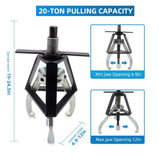 BESTOOL 3 Jaw Gear Puller, Herramienta de Extraccion de Poleas de 20 Toneladas, Herramienta de Extraccion para Engranajes, Poleas, Volantes - Imagen 5