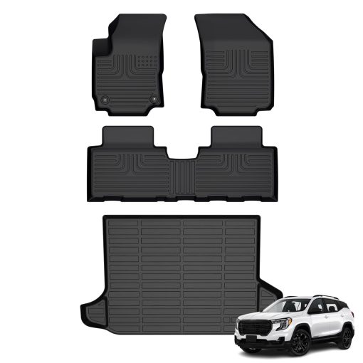 Tapetes para piso y protector de carga AZYT para GMC Terrain 2018-2024/Chevy Equinox 2018-2024 Juego de Forros Automotrices de TPE para Todo Clima Antideslizantes Impermeables Accesorios para Pisos (Tapetes de Auto+Tapete de Maletero) Negro