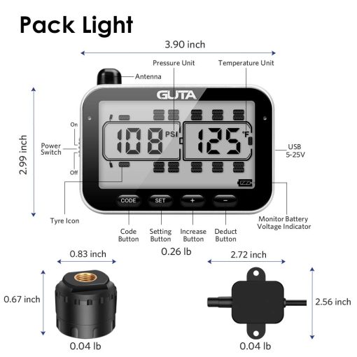 Sistema de Monitoreo de Presion de Neumaticos para RV, RV TPMS, 8 Sensores, 7 Modos de Alarma, 14 Dias de Vida de la Bateria, Distancia de Deteccion de 80 pies, Pantalla Grande, para RV, Remolque, Autocaravana, Quinta Rueda, (0-188 psi) (-4~ 185â„‰) - Imagen 7