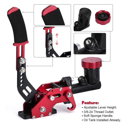PQY Racing Palanca de Cambio de Marchas de Freno de Mano Hidraulico para Derivas con Tanque de Aceite E-Hidraulico de Rally de 3/4 0.75Bar 3/8-24 Estacionamiento de Freno Ajustable Rojo - Imagen 3