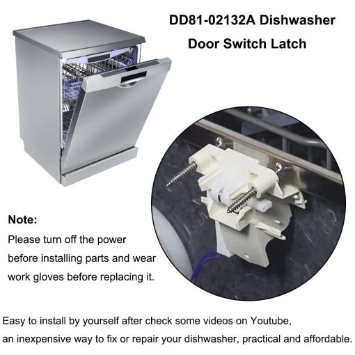 Cerradura de puerta para lavavajillas DW80F600UTS DW80J3020US DD81-01629A DD81-02132A Reemplazo de interruptor de puerta para lavavajillas Samsung DW80F600UTB, DW80K5050US, DW80K7050UG, DW80F800UWS, DW80R5060UG - Imagen 6