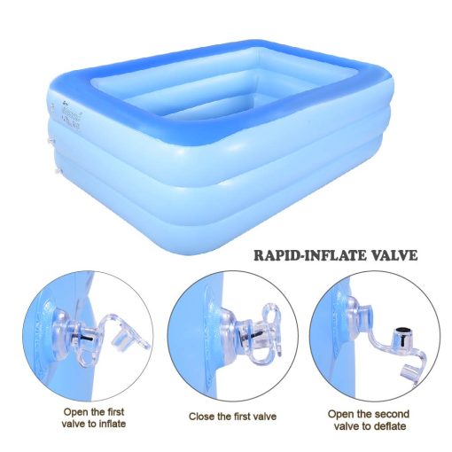 Centro de Juegos Acuaticos Familiar Inflable, Piscina Gigante de 82" x 56" x 25" para Verano con Suelo Inflable Suave para Familia, Jardin, Exterior, Patio Trasero (Azul) - Imagen 5