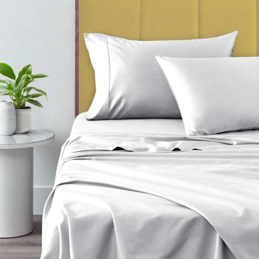 Juego de sabanas de cama 100% algodon Pizuna Pure tamano King Blanco, 800 hilos de algodon 100% largo de fibra sabana King con 2 almohadas adicionales de 15" de profundidad (Juego de sabanas de algodon peinado)