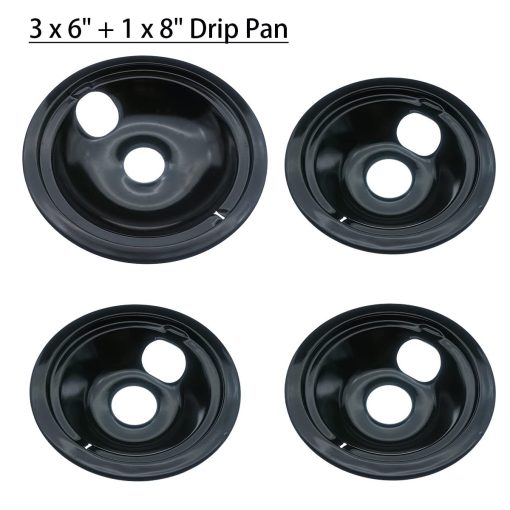 Kit de bandejas de goteo Siwdoy WB31M20 WB31M19 (3 piezas 6" y 1 pieza 8" Pan) y kit de quemadores de superficie WB30M1 WB30M2 (3 piezas 6" y 1 pieza 8"), compatible con estufas GE Hotpoint Range - Imagen 3