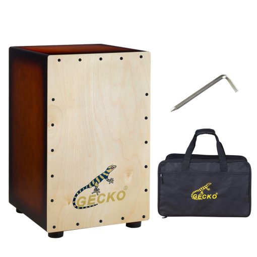 GECKO Cajon BOX Drum-Caja de percusion de madera, con cuerdas de guitarra ajustables internas, GARANTiA DE 2 AÑOS
