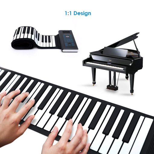 Teclado de Piano Plegable Portatil con Pedal | 61 Teclas | Regalos Musicales para Mujeres Hombres Ninas Ninos | Set de Regalo de Juguetes Educativos | Piano Digital para Principiantes - Imagen 8