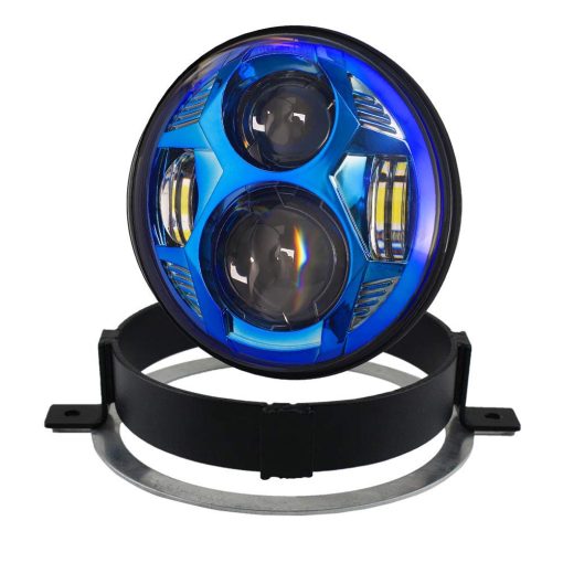 SLK-Customs Juego de Faro LED VTX 5 3/4" con Soporte y Accesorios - Plug and Play Daymaker - Compatible con Honda VTX no modelos F (Azul) - Imagen 4