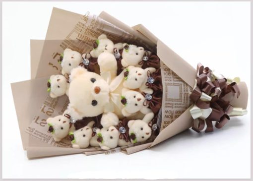 Ramillete de Ositos Adorables - Ramillete de Ositos de Peluche Hechos a Mano con Lindas Flores de Jabon para Cualquier Ocasion, Cumpleanos, Despedida de Soltera, Graduacion, etc. (10 Ositos) - Imagen 2