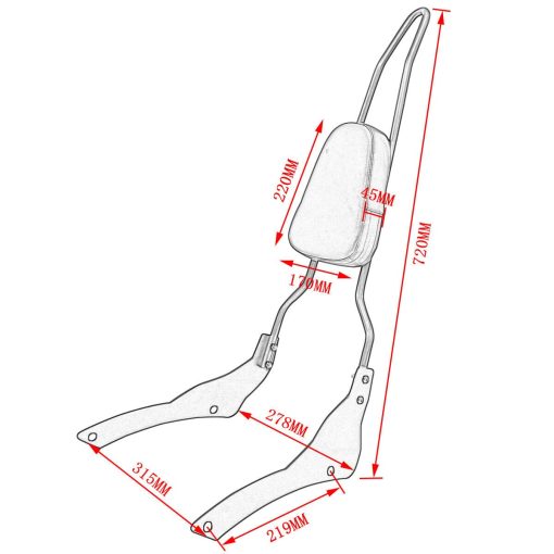 Respaldo Sissy Bar para Asiento Trasero de Motocicleta Compatible con Yamaha VStar 400 650 Classic xvs400 xvs650 Dragstar 400 650 Classic - Imagen 2