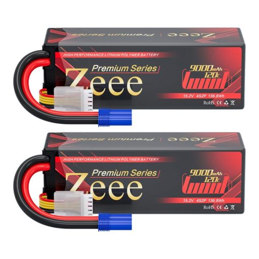Bateria Lipo Zeee Serie Premium 4S 9000mAh 15.2V HV Lipo 120C con Estuche Duro y Conector EC5 para Coche RC Camion Tanque Modelos de Carreras (Paquete de 2)