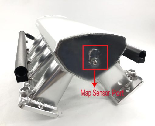 Multiple de Admision de Bajo Perfil LS1 LS2 LS6 102mm con Puerto de Sensor MAP y Riel de Combustible (Plata) - Imagen 3