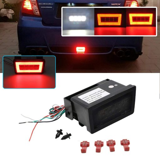 ADIIL 3-In-1 Kit de luz de freno trasero LED para parachoques trasero Parada de luz de marcha atras de luz de marcha atras para 2011 en adelante Subaru Impreza WRX/STi XV Crosstrek (Lente ahumado)