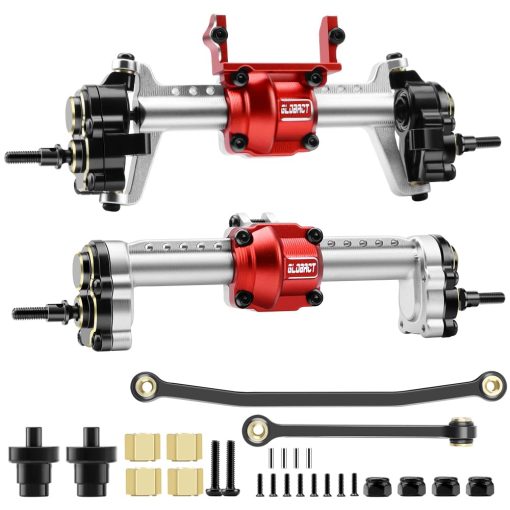 GLOBACT para 1/24 FCX24 Juego de Ejes Delanteros y Traseros del Portal Aumenta Diferencial & Bloqueo de Diferencial Ejes de Metal para FMS FCX24 Power Wagon Smasher Lemur K5 Blazer FCX18 LC80 Upgrade (Plateado)