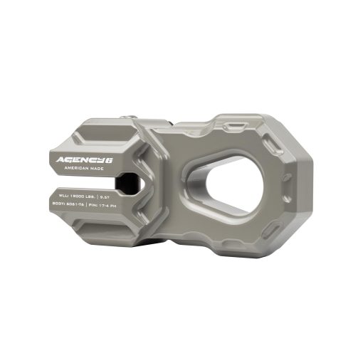 Agency 6 Billet Winch Shackle - Accesorio de Cabrestante de Aluminio Ligero para Linea Sintetica - Limite de Carga de 19,000 Libras - Hecho en EEUU con Materiales Certificados - Gris
