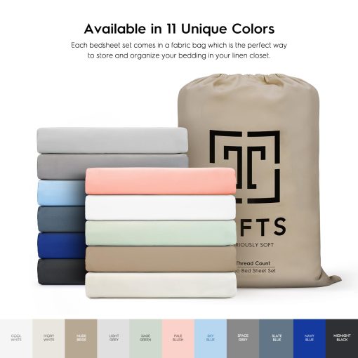 Juego de sabanas para cama individual Tafts 100% viscosa derivada de bambu, bolsillos profundos de 17 pulgadas, suaves, sedosas, frescas sabanas, doblemente cosidas, promesa de calidad de por vida (Beige) - Imagen 8
