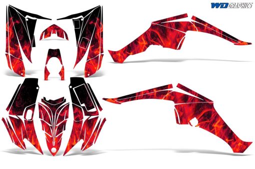 Calcomanias al por mayor Juego de graficos para ATV Pegatina Compatible con Yamaha Raptor 350 2004-2014 - Llamas Rojas - Imagen 2