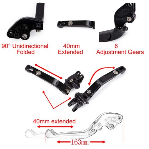 Set de Palancas de Freno y Embrague Plegables y Extensibles CNC para YZF R1 R1M R1S 2015-2020 para YZF R6 2017-2020 Azul y Negro - Imagen 3