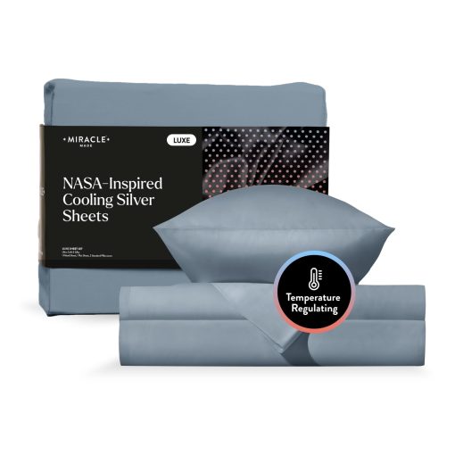 Juego de Sabanas de Lujo Miracle Made? Luxe Cooling ? Rosa, Tamaño King - 4 Piezas Infundido con Plata, 300 Hilos que Regula la Temperatura Miracle Clean & Cool 100% Algodon - Ropa de Cama Ultra-Transpirable para Piel Sensible