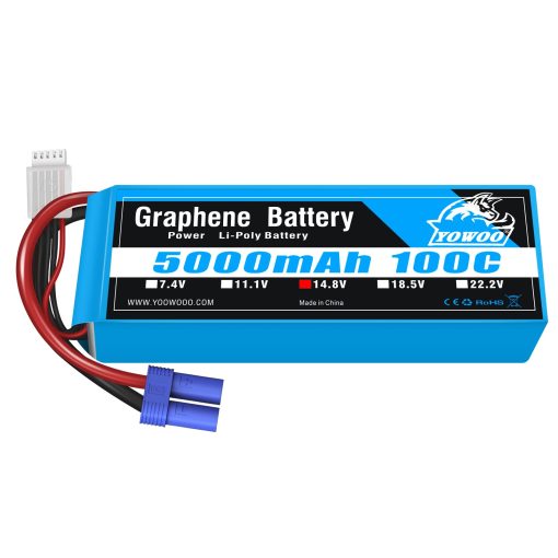 Bateria de Polimero de Litio Yowoo Graphene 14.8V 5000mAh 100C 4S con Conector EC5 Compatible con Coches RC Buggy Truggy Crawler Monster Quadcopter Avion Barco Camion Hobby RC